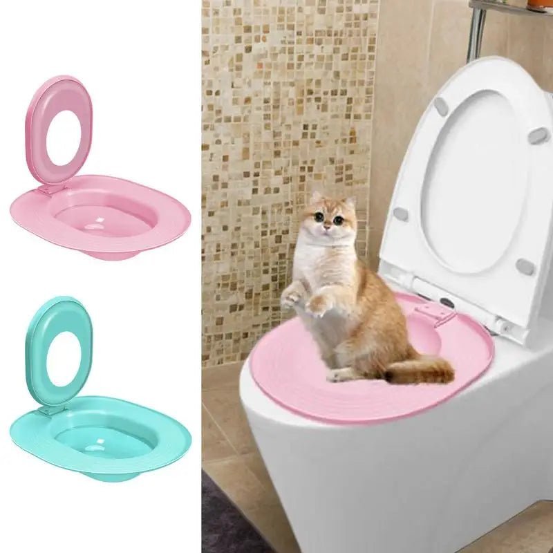 Kit toilette pour chat avec siège réutilisable, idéal pour remplacer la litière traditionnelle.