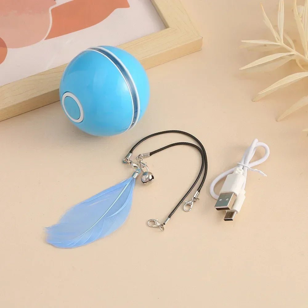 Balle jouet pour chat rotation 360 degrés avec accessoires inclus