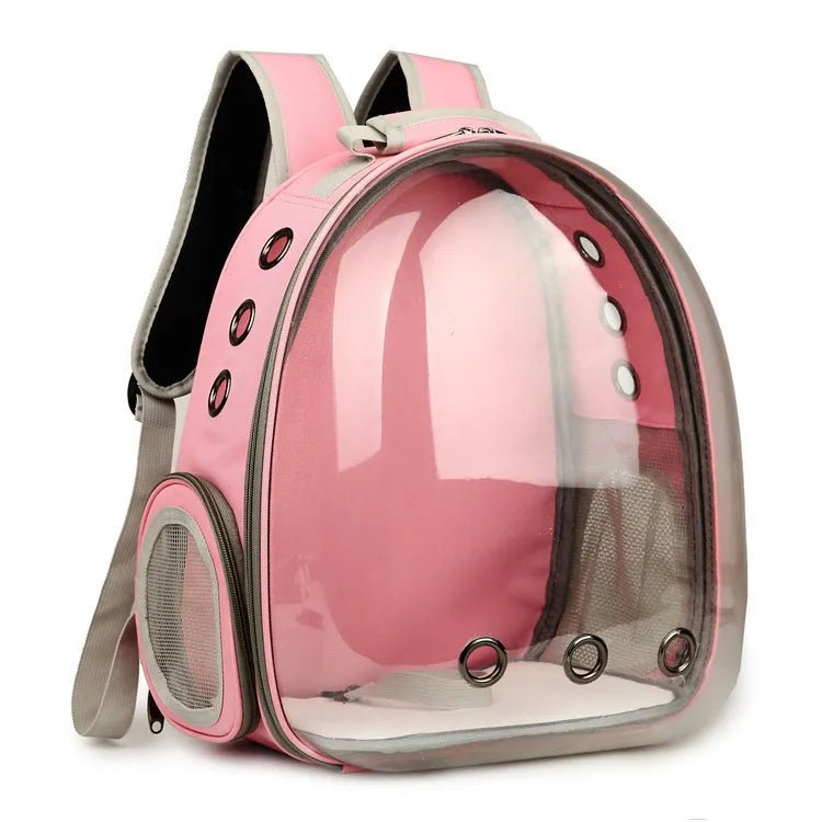 Détail du design capsule spatiale du sac à dos pour chat