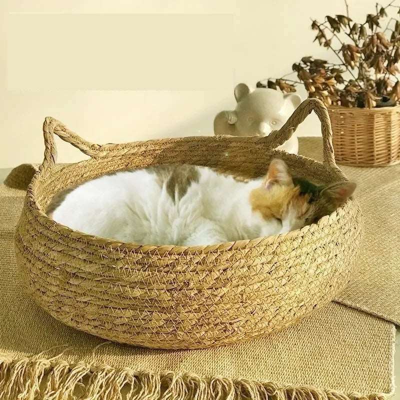 Panier pour chat fait main avec des matériaux durables et écologiques
