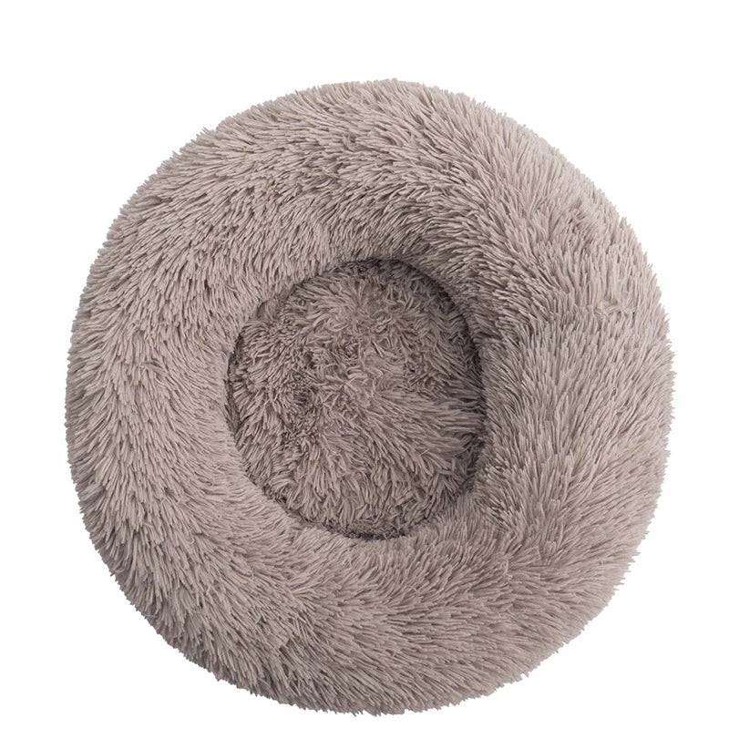 Coussin lit rond en peluche pour chat