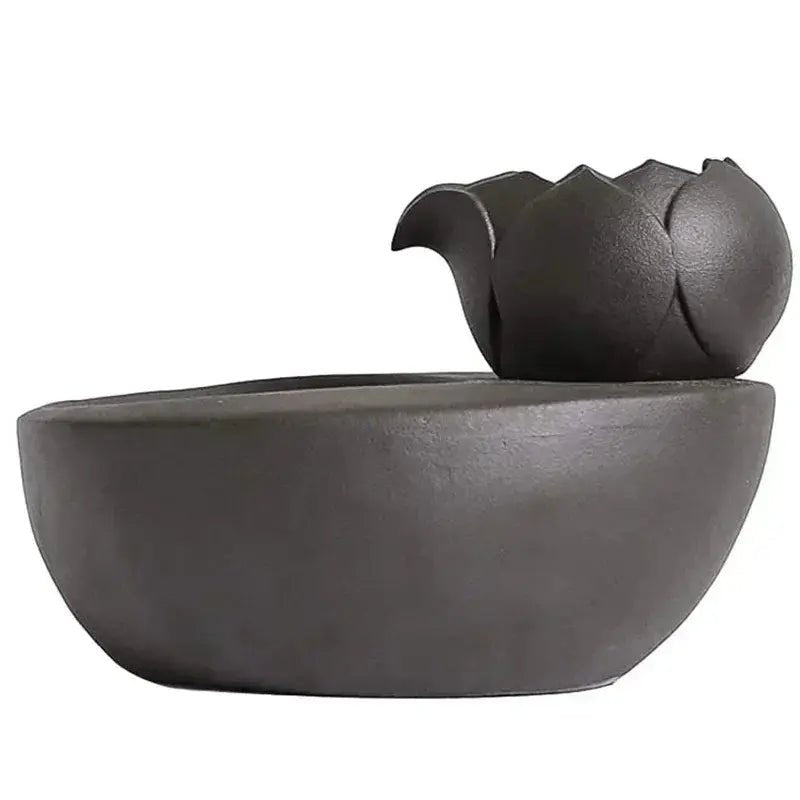 Fontaine céramique lotus brun - ton naturel et chaleureux