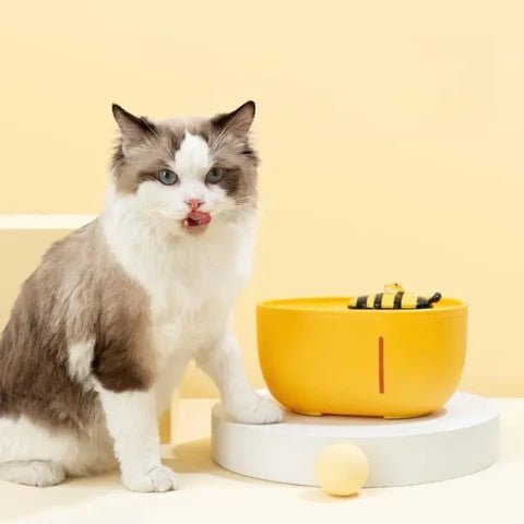 Fontaine chat anti-soif avec un design original abeille jaune - 2L