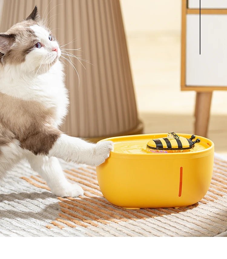 Fontaine eau chat 2L design abeille, encourage l'hydratation