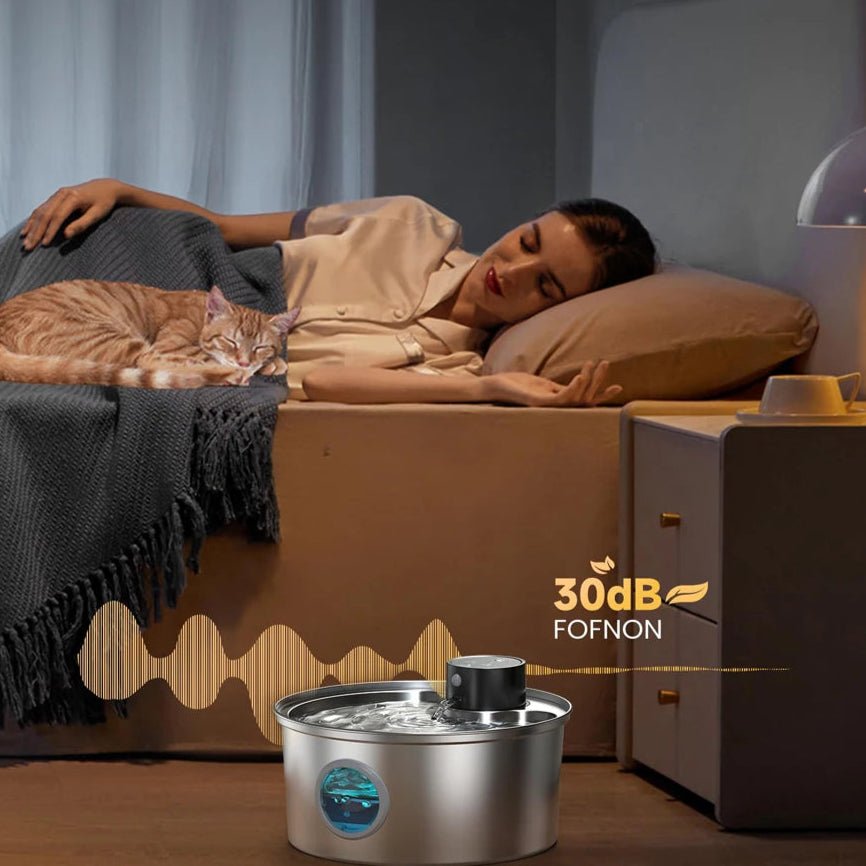 Fontaine à eau rechargeable pour chat, idéale pour les propriétaires occupés ou les courtes absences.
