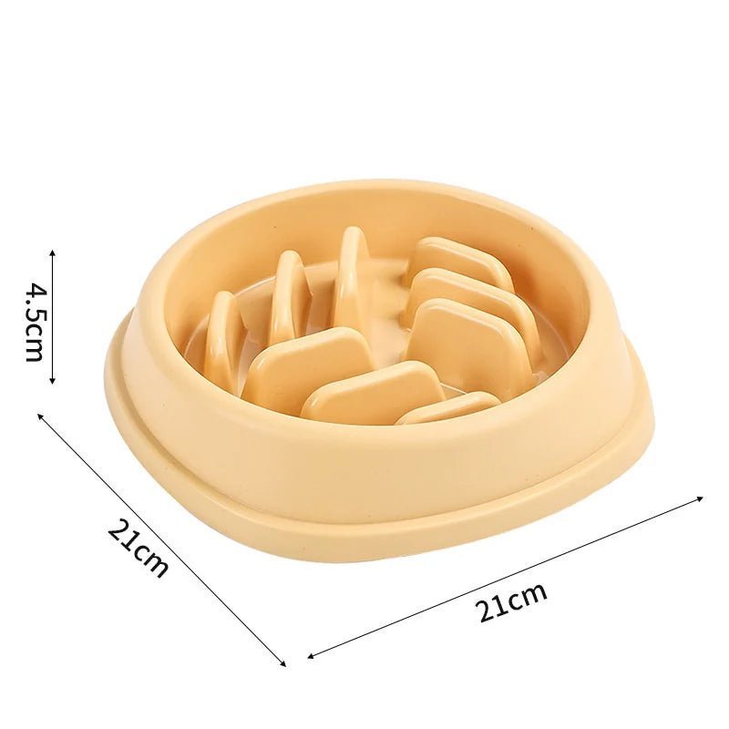 Gamelle anti-glouton ronde jaune pour chat, aide à ralentir l'ingestion