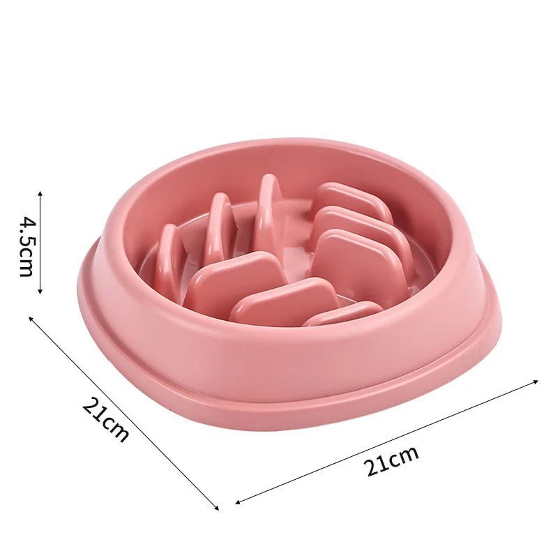 Gamelle anti-glouton ronde rose pour chat, slow feeder en plastique