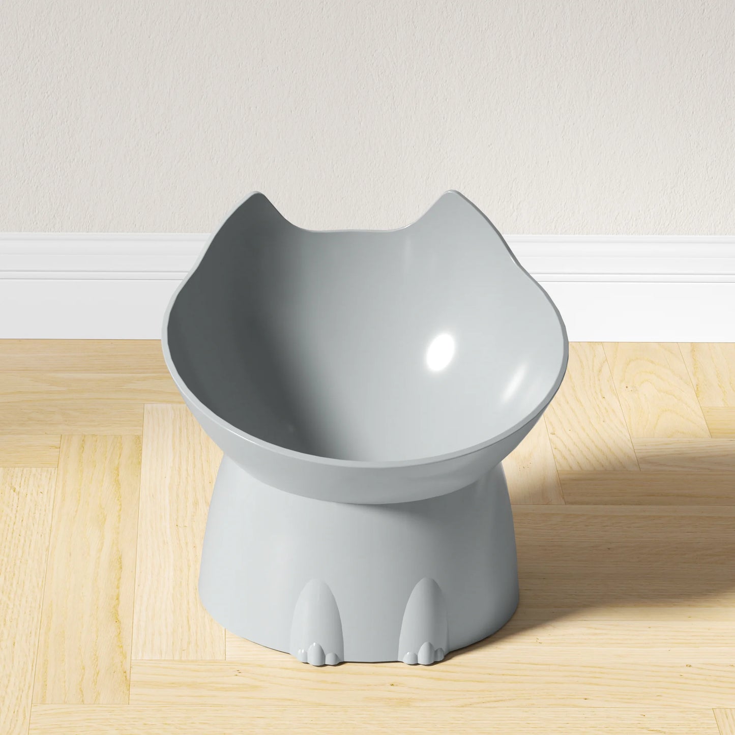 Bol gris incliné anti-vomissement pour chat, plastique certifié