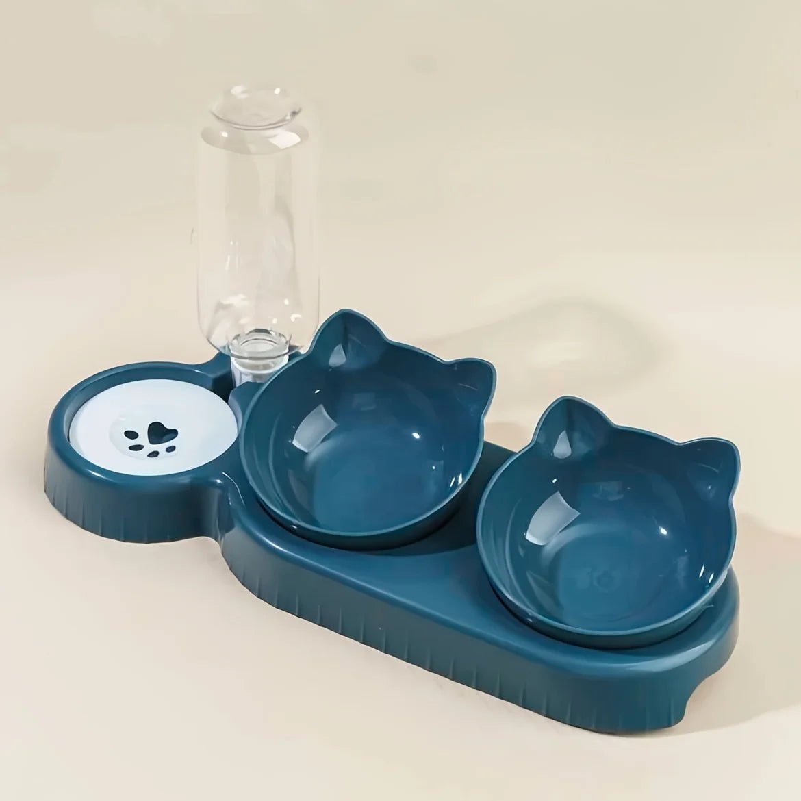 Mangeoire chat 3 en 1 disponible en bleu, rose, gris et bleu marine