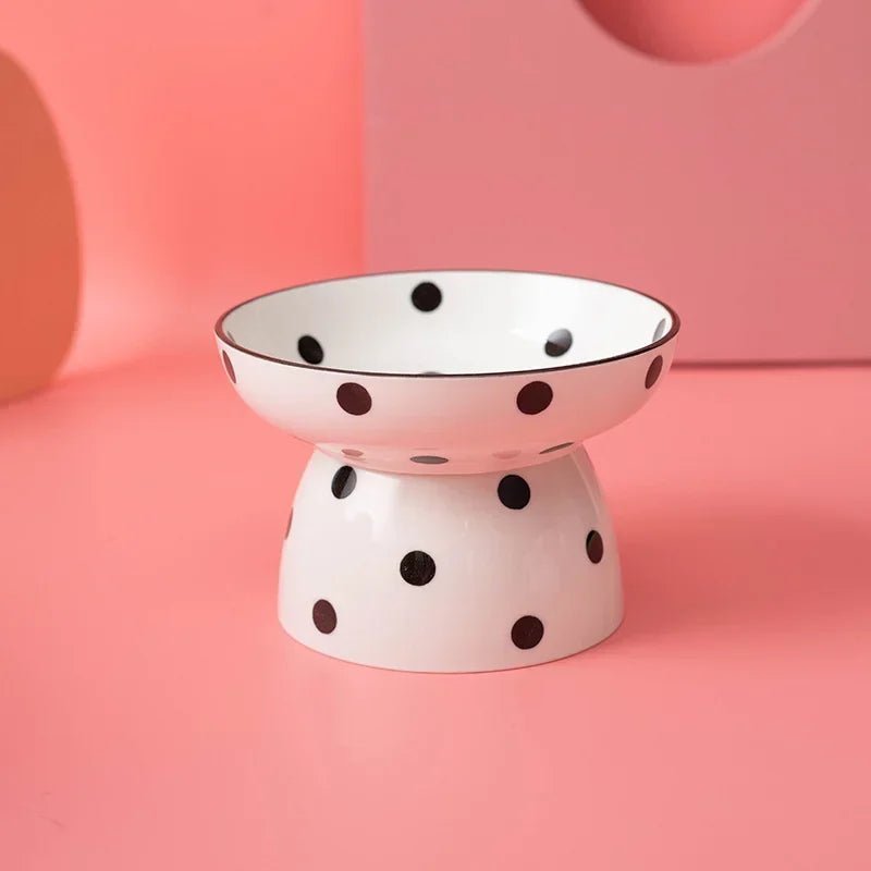 Gamelle noire céramique avec des pois, parfaite pour l'eau et la nourriture des chats