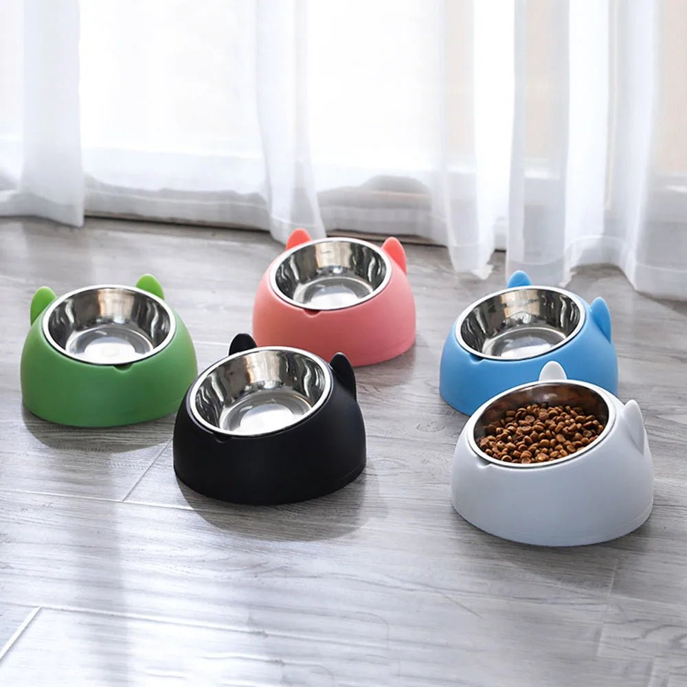 Gamelle en inox pour chat, design oreilles, surélevée et antidérapante