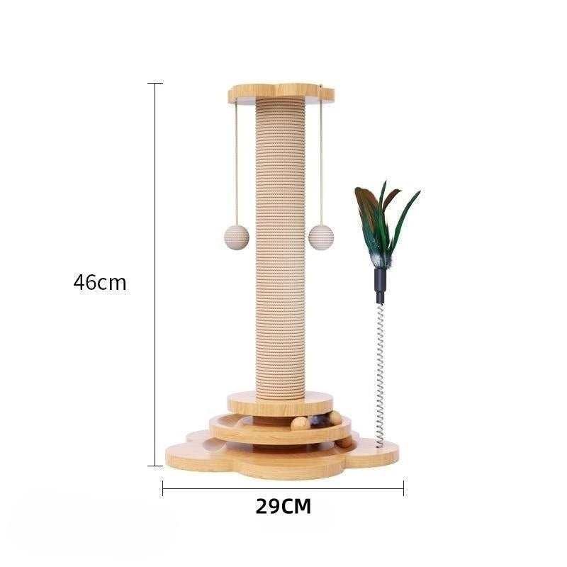 Griffoir multifonction pour chat avec activités ludiques en bois massif