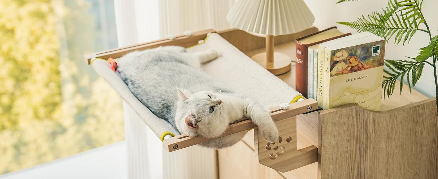Hamac pour chat avec cadre en métal robuste supportant jusqu'à 19 kg