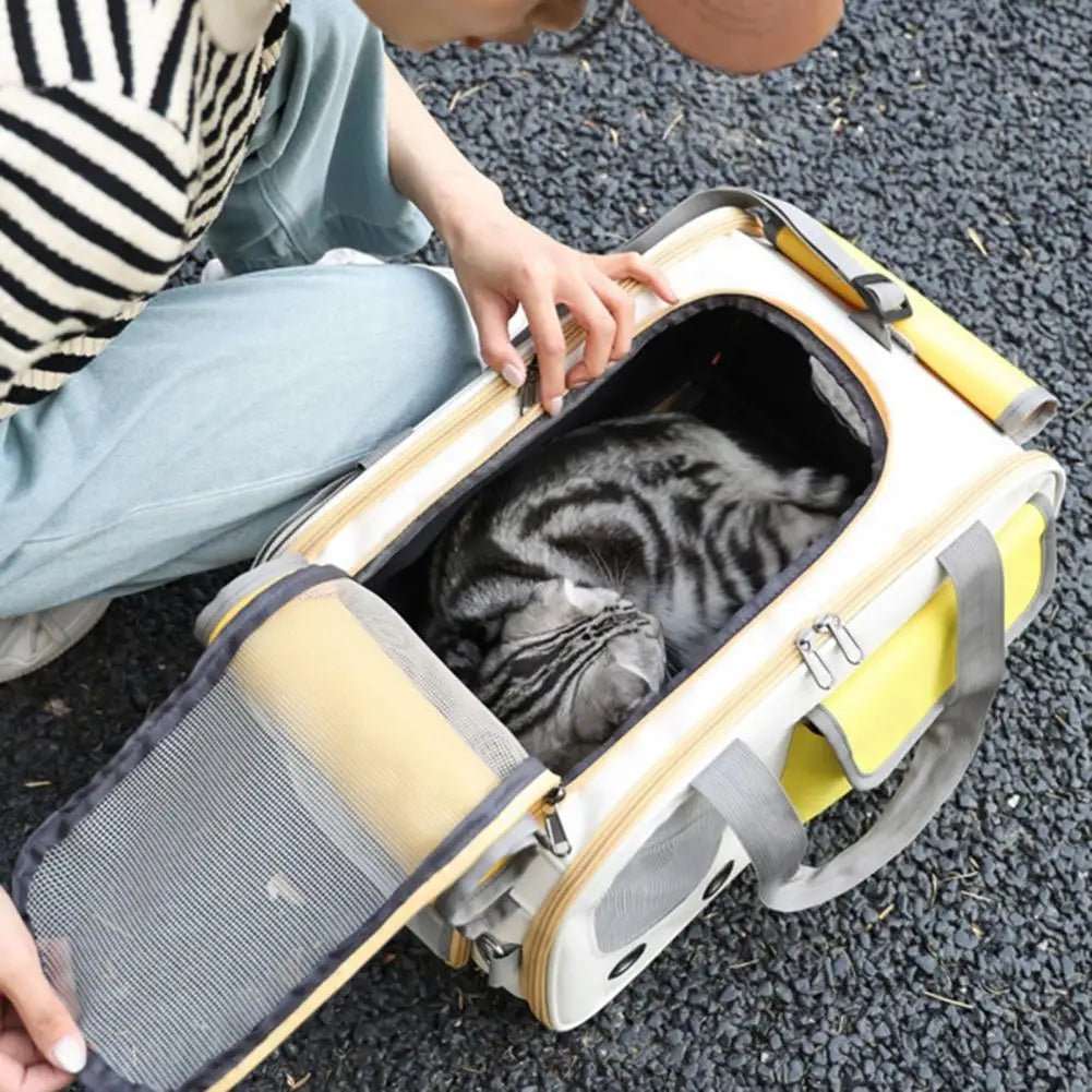 Sac de Transport Chat Respirant et Ventilé – Confort et Sécurité pour Vos Aventures ! - Pattes d'or