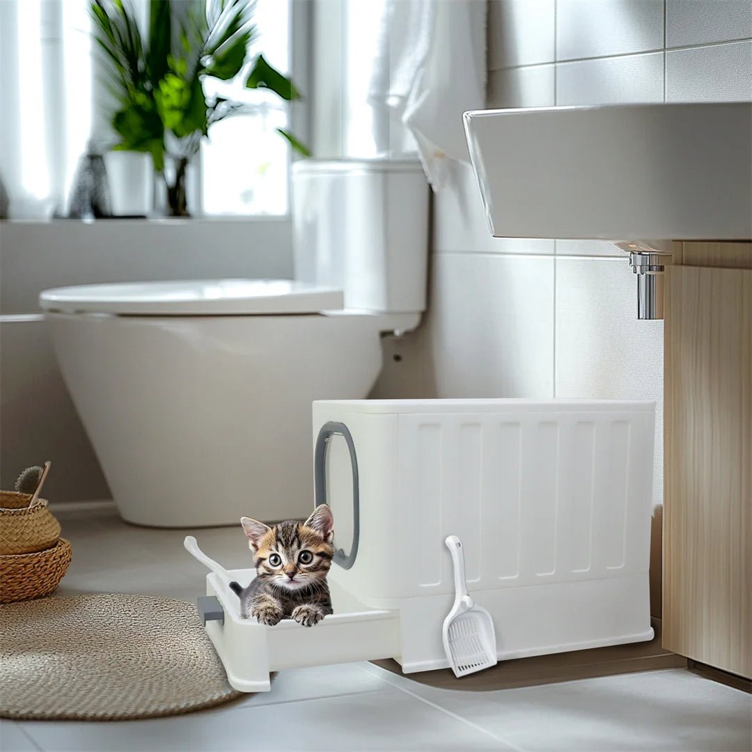 Litière chat avec tiroir facile à nettoyer - Chaton à l'intérieur