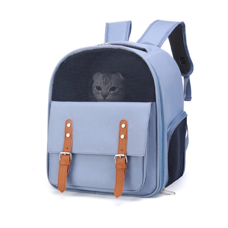 Un chat explore le monde en toute sécurité dans un sac à dos aventure au style vintage