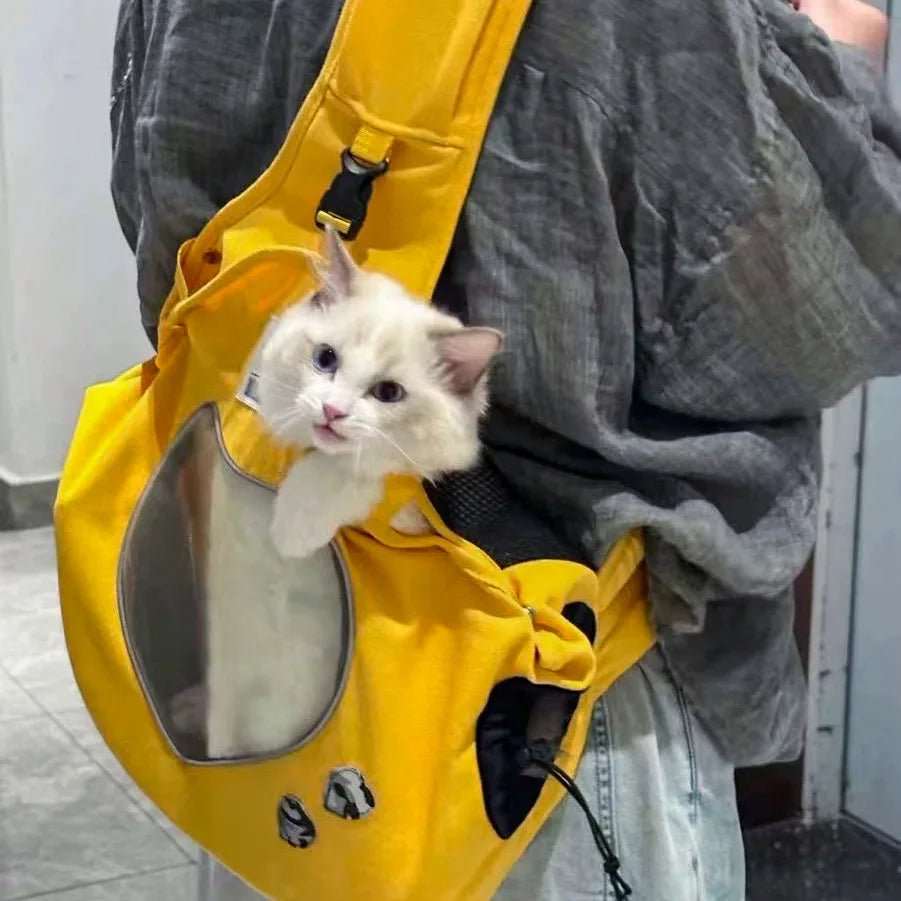 Voyager en Toute Sécurité et avec Style : Sac Chat Transport Bandoulière Respirant - Pattes d'or