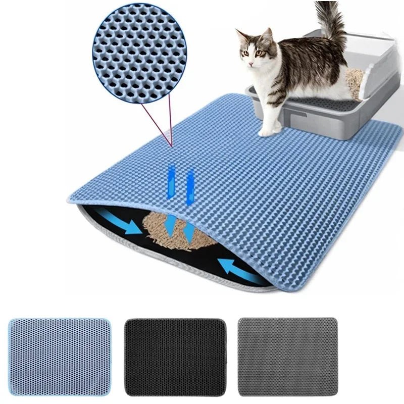 Tapis de litière pour chat à double couche capturant la litière