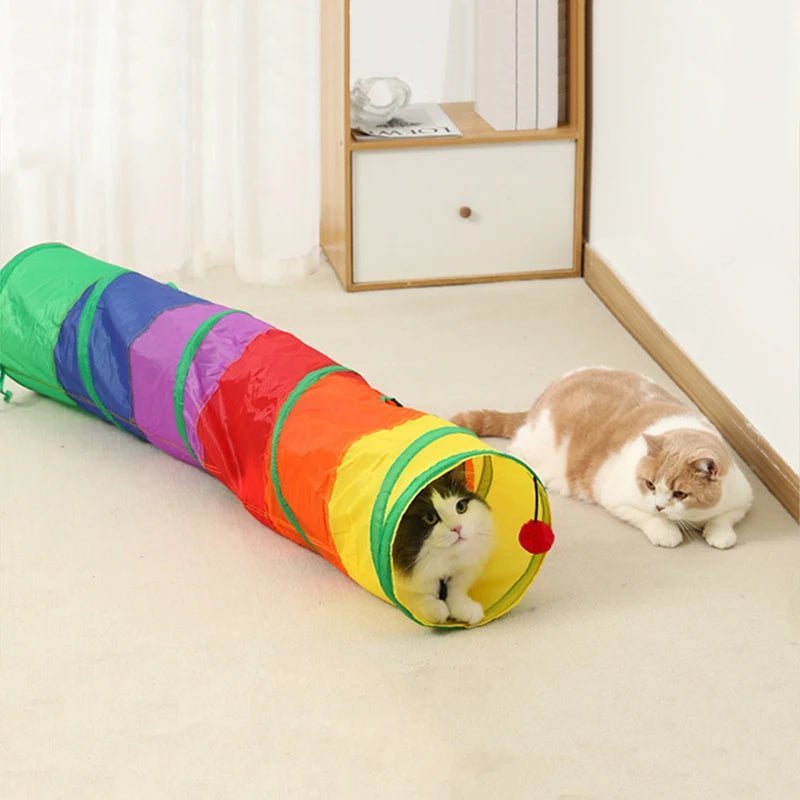 Tunnel pliable pour chat en forme droite – design coloré