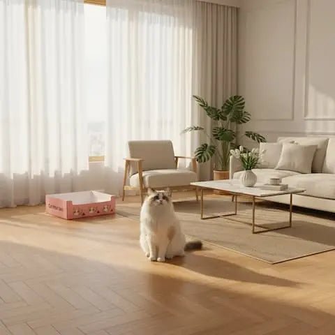 Bac litière jetable rose pour chat, idéal voyage et appartement