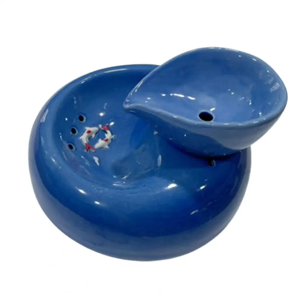Fontaine à eau pour chat en céramique bleue