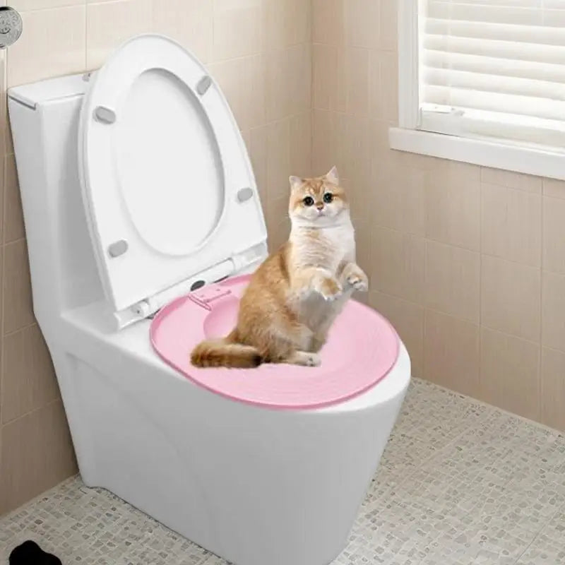 Bac à litière réutilisable pour apprendre à votre chat à utiliser les toilettes, en rose et bleu.