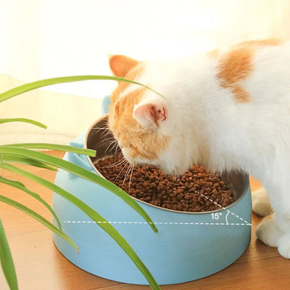 Bol en inox ergonomique pour chat, anti-vomissements, surélevé
