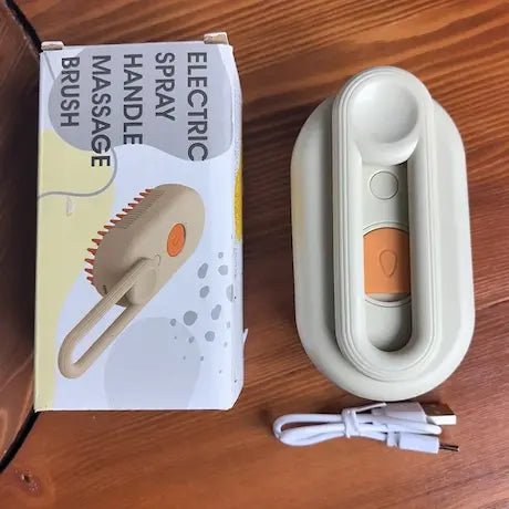 Pack complet brosse à vapeur chat avec chargeur USB et tête de rechange, prêt à l'emploi pour le toilettage à domicile