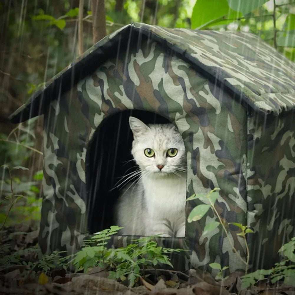 Cabane de jardin camouflage pour chat - Refuge extérieur confortable et sécurisé - Pattes d'or