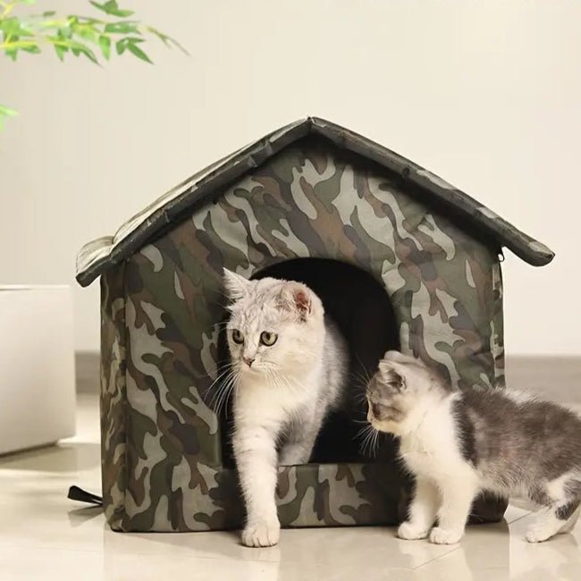 Cabane de jardin camouflage pour chat - Refuge extérieur confortable et sécurisé - Pattes d'or