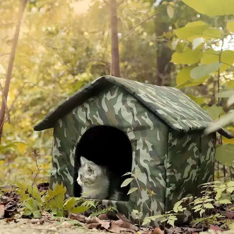 Cabane de jardin camouflage pour chat - Refuge extérieur confortable et sécurisé - Pattes d'or