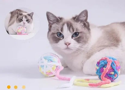 Chat heureux avec sa balle en laine - moment de pur plaisir et de bien-être