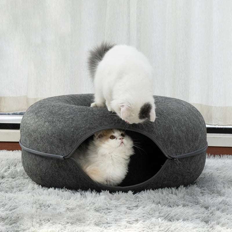 Coussin pour chat confortable : Donut Douillet™ - Pattes d'or