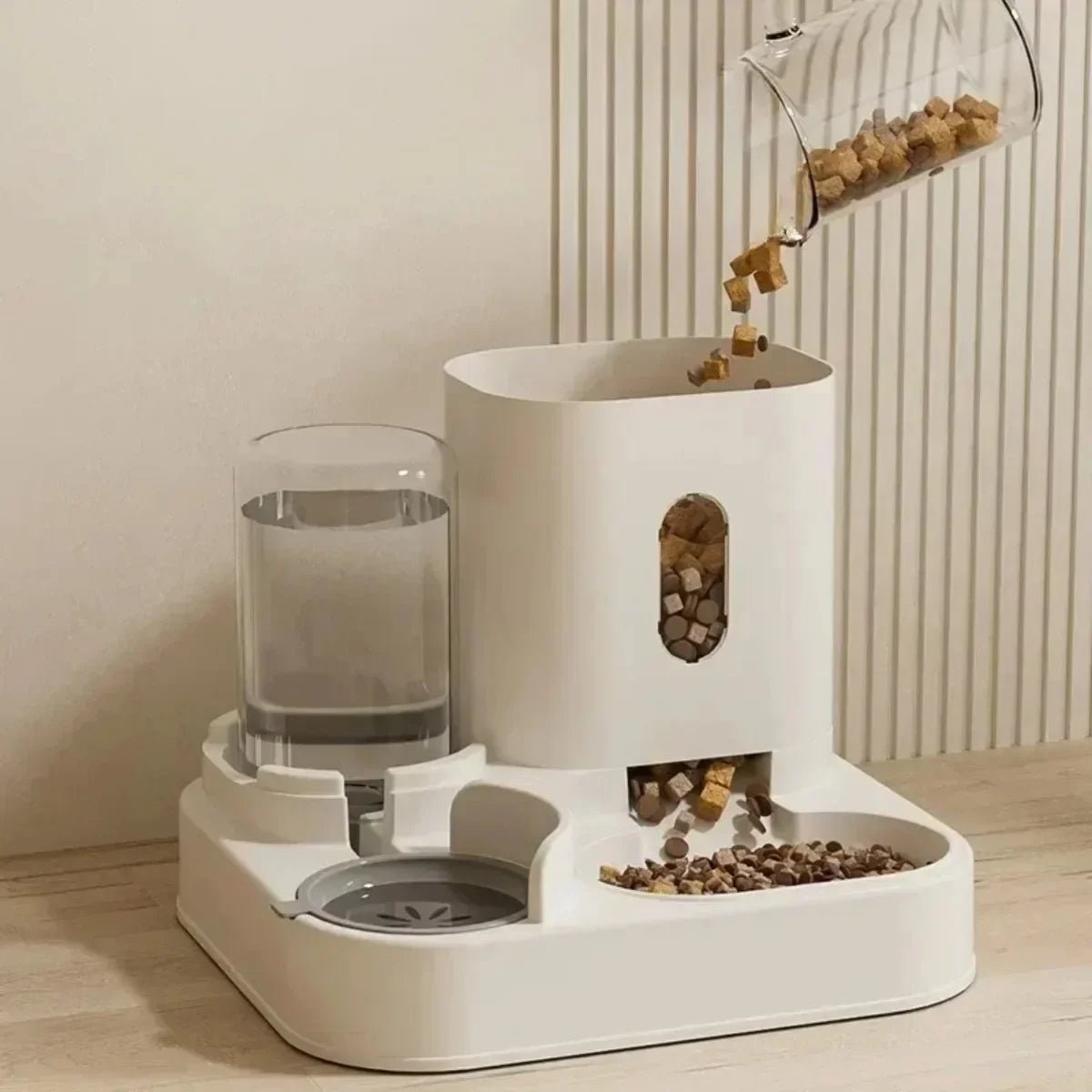 Distributeur automatique 2-en-1 pour chat avec eau et croquettes, sans électricité 