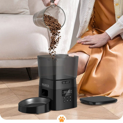 Distributeur automatique de croquettes chat double alimentation (USB/piles)