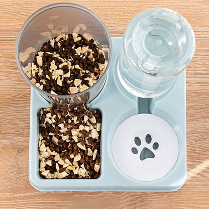 Distributeur 2 en 1 nourriture et eau pour chat en plastique visible