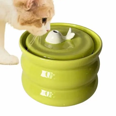 Fontaine céramique baleine verte pour chat