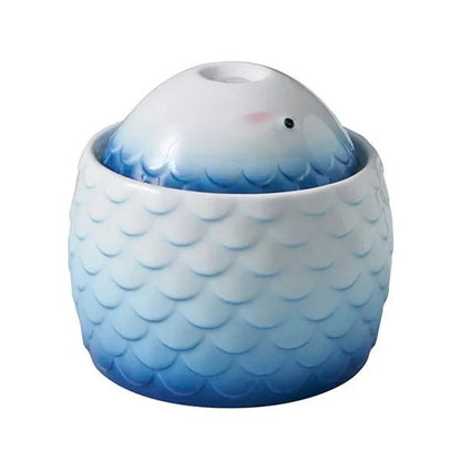 Fontaine à eau automatique en céramique pour chat, couleur bleu