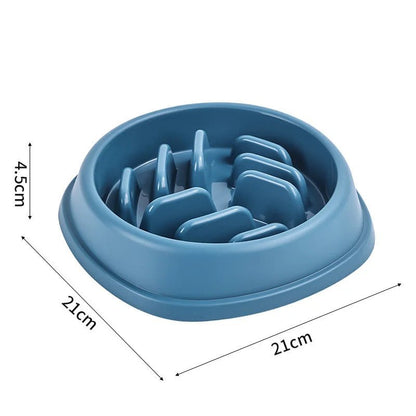 Gamelle anti-glouton ronde bleue pour chat, prévient étouffement et ballonnements
