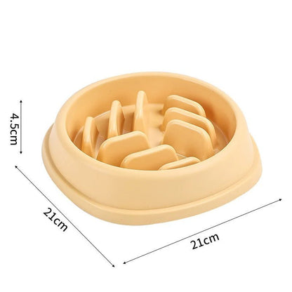 Gamelle anti-glouton ronde jaune pour chat, aide à ralentir l'ingestion