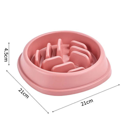 Gamelle anti-glouton ronde rose pour chat, slow feeder en plastique