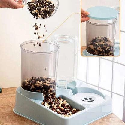 Gamelle automatique double rose pour chat - nourriture et eau