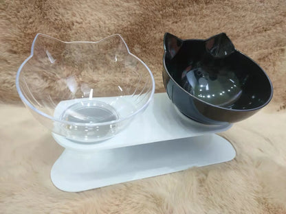 Gamelle chat inclinée 15° à double bol, design hygiénique et stable pour une expérience de repas optimale