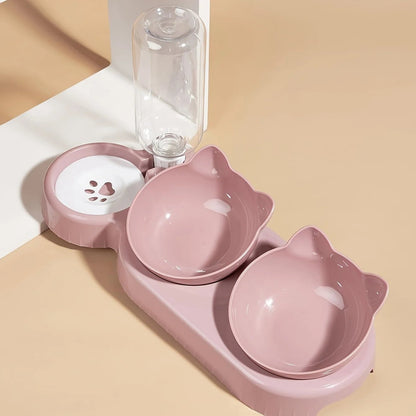 Mangeoire chat 3 en 1 disponible en bleu, rose, gris et bleu marine