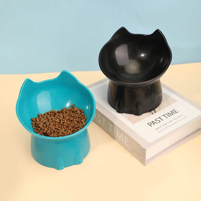 Gamelle surélevée en plastique pour chat, forme inclinée ergonomique

