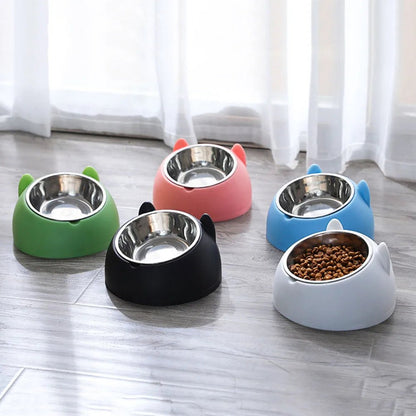 Gamelle en inox pour chat, design oreilles, surélevée et antidérapante