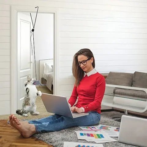 Jouet pour chat en peluche douce avec plumes et crochet métallique