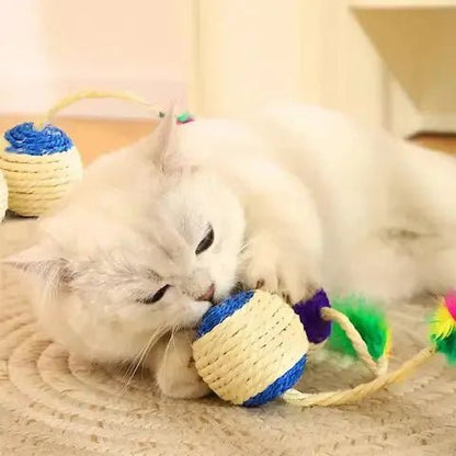 Balle Griffoir Chat | Sisal & Plume Interactive - Pattes d'Or