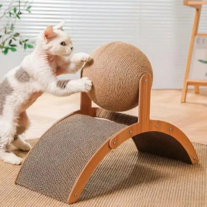 Griffoir Sisal pour Chat avec Jouet Balle Tournante - Durable et Ludique - Pattes d'or