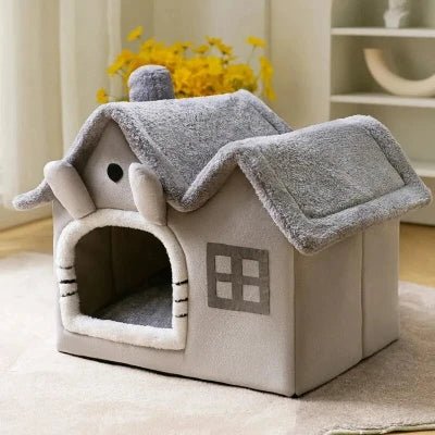 Lit pour chat avec cheminée, couchage confortable pour intérieur